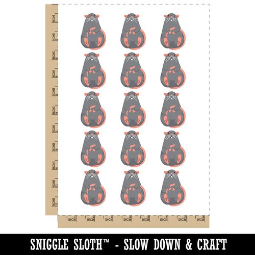 Pocket Rat Sitting Rodent Temporary Tattoo Water Resistant Fake Body Art Set Collection - 15 2" Tattoos (1 Sheet)