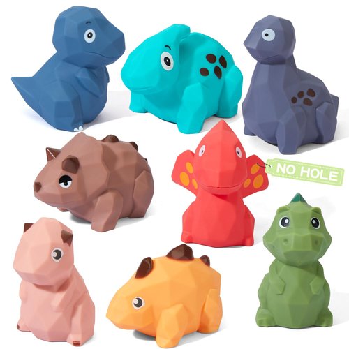 Mold Free Bath Toys for Babies 6-12 Months 8 Pack No Holes Dinosaur Bath Toys for Kids Ages 1-3 Safe and Non Toxic Bathtub Pool Floating Toys Christmas Baby Gifts