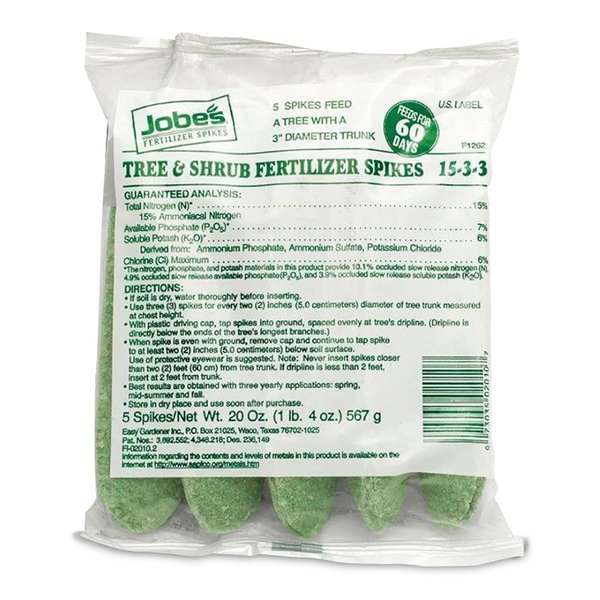 Jobe’s Slow Release Tree and Shrub Fertilizer Spikes, Easy Plant Care for Oak, Maple, Dogwood, Boxwood, and Many More Acid Loving Trees and Shrubs, 5 Count