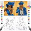 2 Pack Paint and Sip Canvas Painting Kit Pre Drawn Canvas for Painting for adults Stretched Canvas Couples Games Date Night Afro Elegant Gentleman and Lady Couple Paint Party Valentines Gift
