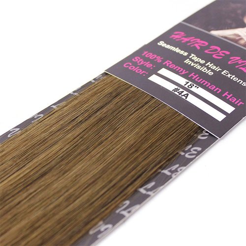 20 Pcs X 18" inches Invisible Tape In Seamless Hand Tied Remy Human Hair Extensions (#4A Medium Ash Brown)