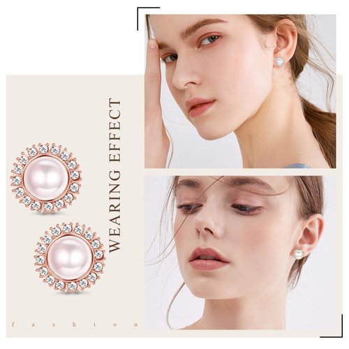 sailimue 8 Pairs Clip Earrings Sets for Women Fashion Cubic Zirconia CZ Crystal Freshwater Pearl Earrings Hypoallergenic Non Pierced Clip on Earrings Jewelry
