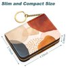 Nipichsha Credit Card Holder, Small RFID Card Wallet for Women, Slim Leather Card Holder Wallet, Credit Card Wallet Organizer, Pocket Business Card Case with Zipper & Keychain (Simple Abstract Art)