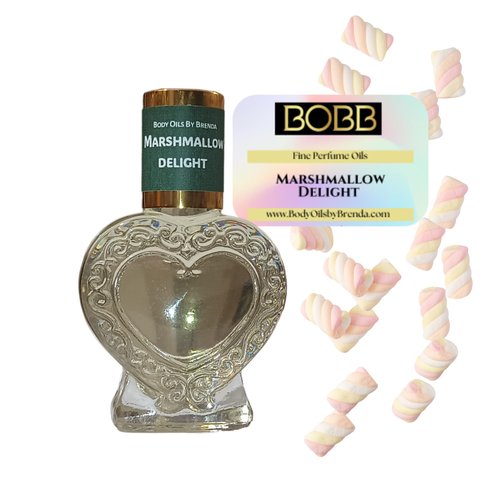 Body Oils by Brenda Marshmallow Delight Body Oil Gourmand Sweet Vanilla Aroma, Amber Vanilla Fragrance, Alcohol Free Keepsake Bottle (1/2 oz. Roll on)