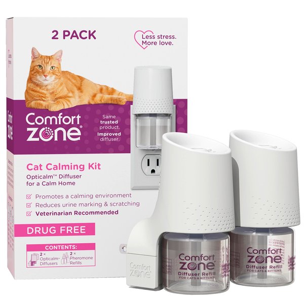 Comfort Zone Savings Kit: 2 Cat Calming Diffusers & 2 Refills; Cat Pheromones Help Anxiety; Reduce Stress, Urine Marking, Scratching
