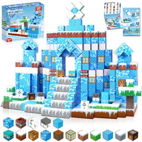 GraceDuck Magnetic Blocks - 100PCS Magnetic Blocks Build Frozen Castle - Magnetic Toys for Montessori Toddler Christmas Birthday Gifts - STEM Sensory Toys for 3 4 5 6 7 8 9 10 Year Old Girls