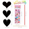 28 Pieces Valentine Crafts Scratch Paper Ornaments Heart Shape Rainbow Scratch Craft Art, with 28 Pieces Wooden Styluses,28 Pieces Ribbons, and 2 3D Puffy Stickers, for Valentine DIY Art Decorations