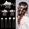 7PCS Pearl Wedding Hair Combs Bridal Headpiece Pearl Hair Pins Hair Clips Elegant Hair Accessories for Bridesmaids Brides Flower Girls