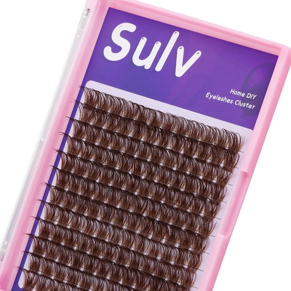 Sulv Lash Cluster S001# Dark Brown Color Lashes 144pcs Clusters D Curl 8mm,10mm,12mm,14mm,16mm,18mm,20mm to Choose Lashes Extensiond Kit Lashes Wispy Lashes Extensions (S001 Dark Brown-16mm)