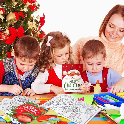 54PCS Christmas Coloring Books Kids Party Favors - Xmas Stockings Goodie Bags Stuffer Filler Fun Holiday Party Supplies