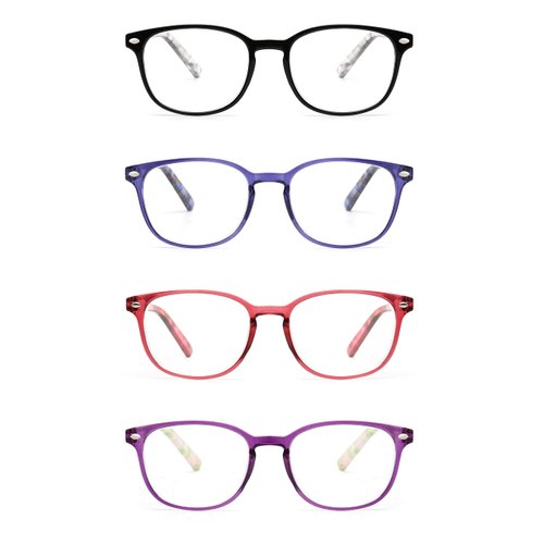 JM Reading Glasses Set of 4 Quality Spring Hinge Readers Men Women Glasses for Reading +2.5 Mix Color