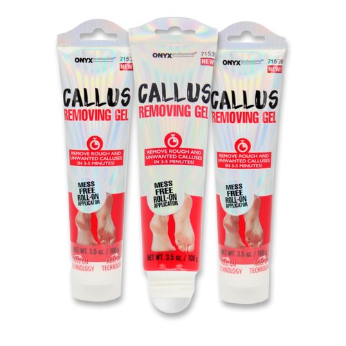 Onyx Professional Callus Remover for Feet - 3.5 oz, Unscented, Powerful Formulation - Extra Strength Gel, Removes Unwanted Calluses in 3-5 Minutes, Hydrating and Softening Heel Callus Remover, 3 Pack