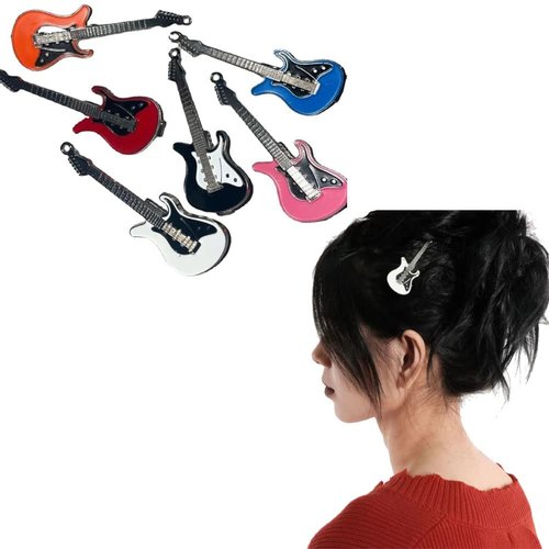 6 PCS Y2k Metal Hair Clips Hair Barrettes Clips Guitar Hair Claws Clips Braid Clips Punk Hair Clips for Girls Mini Hair Clips for Women Halloween Hair Claw Clips Daily