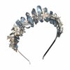 Bubbmi Raw Crystal Headband with Pearl Flowers, Quartz Rhinestone Bridal Tiara Crown Headpiece for Women Girls(gray)