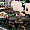 XJLANTTE Glow Neon Party Supplies - Glow in the Dark Happy Birthday Plates and Fluorescent Napkins for Blacklight Neon Party Decorations, Serves 20 Guests (1)