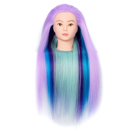 Mannequin Head with Hair 26" hair mannequin doll head hair styling manikin head Cosmetology Doll Head Multicolored Synthetic Fiber Hair（Table Clamp Stand Included)(Cherry Blossom four colors)
