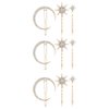 3 Sets/ 9pcs Stars and Moon Hair Clips Rhinestone Star Hair Pin Hair Barrettes