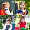 Whaline 4Pcs Colorful Back to School Hair Accessories: Apple, School Bus, Blackboard Grosgrain Ribbon Barrettes for Kindergarten Girls Students' First Day