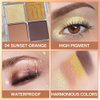 HHLTOH Eyeshadow Quads, Blendable Matte, 4 Yellow Golden Skin Color Dark Brown Eyeshadow, Metallic and Shimmer Finishes, Velvety Pigmented Creamy Formula, Golden Prom Series Quad Eye Shadow Palette