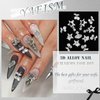 YAEISM Star Nail Charms Kit 3D Shiny Silver Nail Charms Crystal Planet Charms Luxury Cherry Nail Charms Rhinestones with Glue Gel,Tweezer for Nail Art and DIY Crafts Decoration