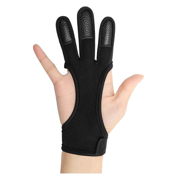 Coolrunner Archery Glove Three Finger Leather Archery Protective Gloves Archery Shooting Gloves for Kids, Archery Protective Gear Accessories (L)