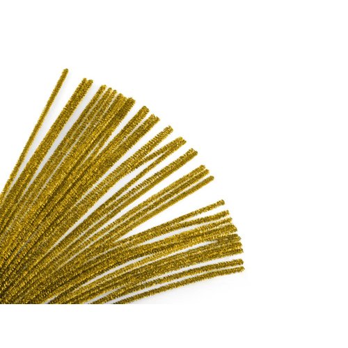 Krafty Kids GC025B, Tinsel Chenille Stems, Glitter Pipe Cleaners, 6mm by 12in, Gold, 35-Piece, 1/4" x 12" X
