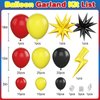 Red Black Yellow Balloons Arch Garland Kit, Cartoon Birthday Party Balloons with Flash Lightning Starburst Mylar Balloons for Cartoon Ball Theme Birthday Baby Shower Party Decor