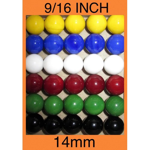Big Game 30 Solid Color Replacement Marbles Wahoo Aggravation, Dirty Marbles Board Game 14mm Glass 9/16"