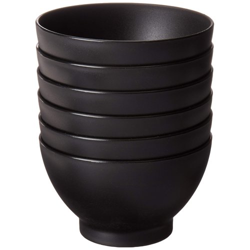 Coza Design- Eco Friendly Plastic Bowl for cereal, dessert, ice cream, soup (Microwave and Dishwasher Safe) (17 oz., Black) Set of 6