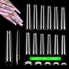 600PCS No C Curve Coffin Nail Tips for Acrylic Nails Professional, XXXL Clear Coffin Nail Tips, 12 Sizes Extra Long Acrylic Nail Tips Flattened Half Cover Fake Nails for Nail Salons and Home DIY
