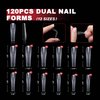Nail Dual Forms for Poly Gel Set, 120 Pcs Coffin Shape Nail Poly Gel Extension Forms with Nail Clips Gel Brush Picker Nail Files , Gel Nail Mold kit for Nail Art Design Salon DIY