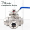 Horiznext NPT 3/4 threaded stainless steel 3 way L port with mounting pad ball valve, manual control water flow pipe gas hose heater hydraulic draining air pex tube (1 pc)