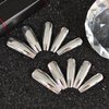 Super Long Shiny Punk Style Silver Coffin Ballerina Press on False Nails Metallic Acrylic Nails Reflective Mirror Nail Art Tips for party show