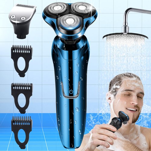 Handsomeface Electric Razor for Men, Mens Electric Shavers, 4 in 1 Dry Wet Waterproof Rotary Shaver Razors, Cordless Face Shaver USB Rechargeable for Shaving Traveling Gift for Dad Husband