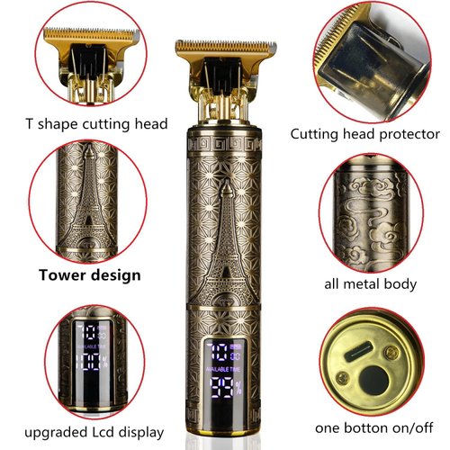 goldseaside Hair Clippers for Men, Zero Gapped T-Blade Hair Trimmer with 3 Speed Adjustment LED Display, Rechargeable Cordless Grooming Kit for Men
