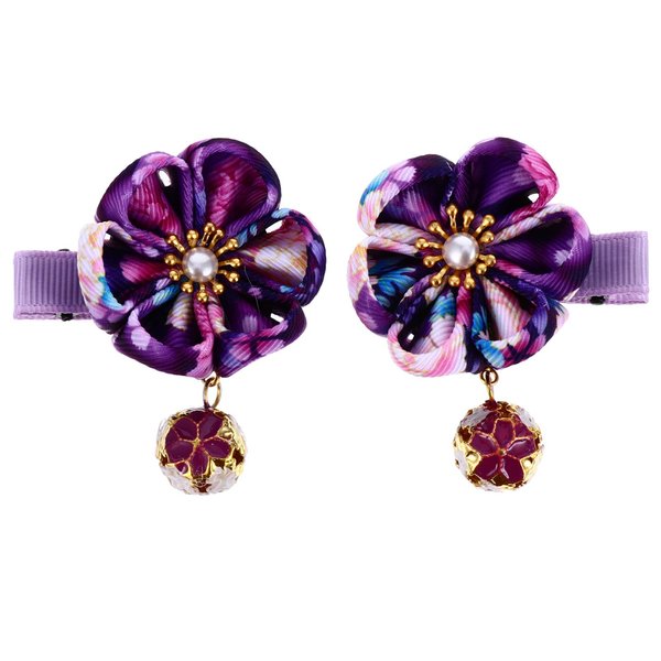 Lurrose 2pcs Japanese Kimono Flower Hair Clips Japanese Style Plum Hairpins Traditional Chinese Hanfu Hair Barrettes Hair Accessories for Women Girls (Purple)