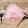 Bewudy 2 Sets of Hair Coloring Kits, Hair Highlighting Caps, Hair Dye Cap Disposable Hair Art Frosting Cap with Plastic Crochet Hook, and Hair Dye Brushes for Salon Hair Dyeing Hairdressing (Pink)