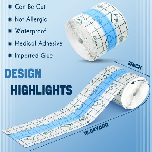 Transparent Dressing Adhesive Bandage Waterproof Bandage Clear Adhesive Bandages Stretch Tape for Tattoos Swimming (2 Inch x 10.94 Yard)