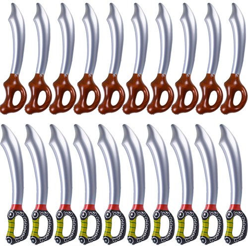 Haconba 20 Pieces Inflatable Pirate Swords Inflatable Swords Inflated Knife for Pirate Theme Party Birthday Swimming Pool Party Cosplay Halloween Costume Accessories Stage Props Water Toy