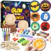 OCHIDO Halloween Wooden Painting Craft Kits for Kids,Halloween Crafts for Kids Party Favors,Glow in The Dark Painting Kit for Kids Ages 6-12,Halloween Decorations