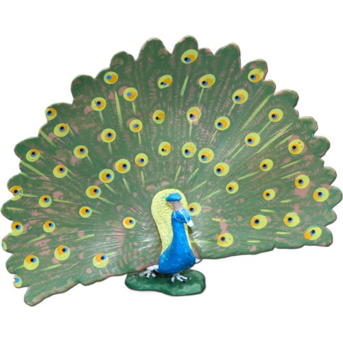 Gemini&Genius Peacock Animal Action Figure Toy, Wild Life Animal Toy Figure, Jungle Animal Toy Gift for Kids Educational, Cake Topper, Party Supplie, Zoo Animal Toy, Ages 3+