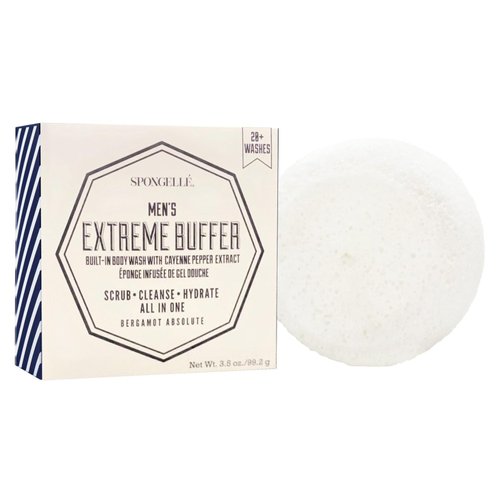 SPONGELLÉ Men&#39;s Extreme Buffer - Body Wash/Shower Gel Sponge - Bergamot Absolute White
