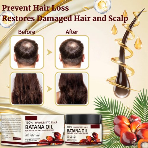 Batana Oil for Hair Growth Upgrade 100% Natural Raw and Pure Dr. Sebi Organic & Pure Unrefined Hair Oil, Hair Growth Oil Prevent Hair Loss, Restores Damaged Hair and Scalp, Prevent Hair Loss (1Pcs)