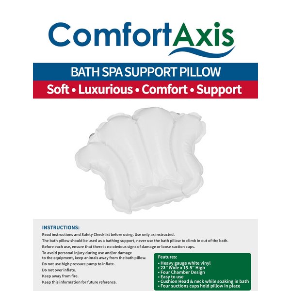 White Vinyl Shell-Shaped Spa Bath Pillow