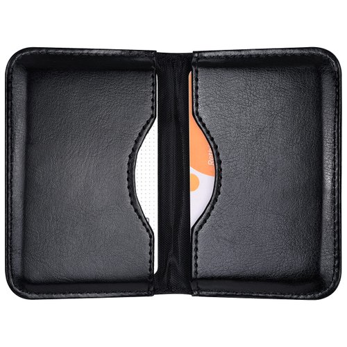 Wisdompro Business Card Holder, 2-Sided PU Leather Folio Pocket Slim Name Card Wallet Case with Magnetic Shut for Men and Women - Black