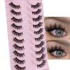 outopen 10 Pairs Half Lashes 3D Multi-Layers Fluffy Cat Eye Lashes Clear Band Natural Look False Eyelashes That Look Like Extensions 15mm Curl Volume Lashes Reusable (A2)