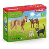 Schleich Farm World 4pc Animal Figurine Starter Playset - Educational Farm Animal Collection Starter Kit Toy with Cat, Horse, Puppy, and Calf, Durable for Boys and Girls, Gift for Kids Ages 3+