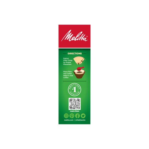 Melitta #2 Cone Coffee Filters, Unbleached Natural Brown, 100 Total Filters Count - Packaging May Vary