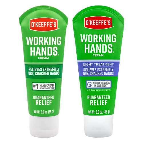 O'Keeffe's Working Hands Hand Cream; 3 oz Tube and Night Treatment Hand Cream; 3 oz Tube