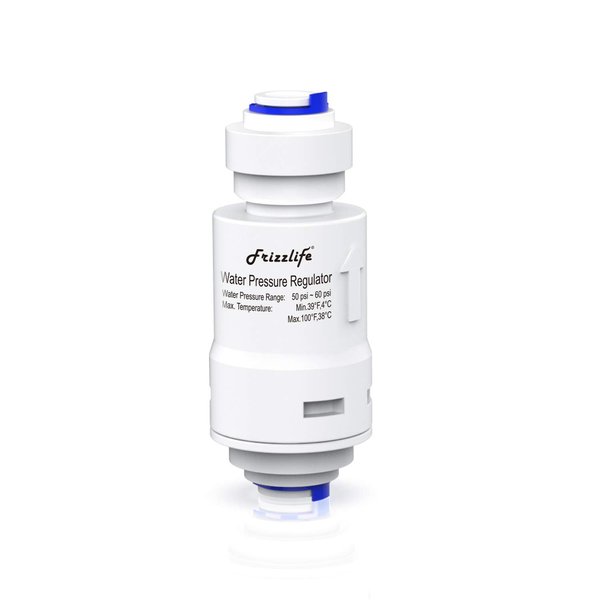 Frizzlife Water Filter Pressure Regulator Protection Valve For Reverse Osmosis & Water Filter System, 60PSI, 1/4” Quick Connect Push Fit, PRV01